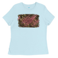 Baby Blue Camouflage Pink Leopard Background Ladies Tee - Jasminsmagicworld