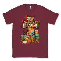 Burgundy thankful fall cross Classic Tee - BundleAndBundleShop