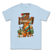 Dusty Blue thankful fall cross Classic Tee - BundleAndBundleShop