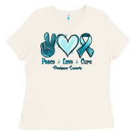Bone Peace Love Cure Ovarian Cancer Ladies Tee - Jasminsmagicworld