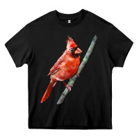 Black Northern Cardinal Bird Heavy Core Tee - LillyAllenDesigns