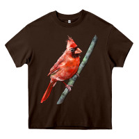 Chocolate Brown Northern Cardinal Bird Heavy Core Tee - LillyAllenDesigns