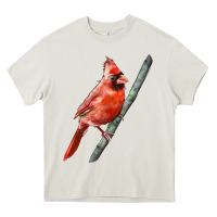 Cream Northern Cardinal Bird Heavy Core Tee - LillyAllenDesigns