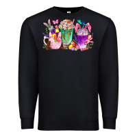 Black Easter Coffee Cups With Bunny Premium Sweatshirt - BundleAndBundleShop