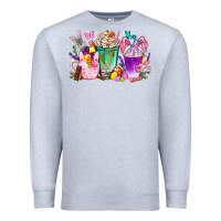 Heather Grey Easter Coffee Cups With Bunny Premium Sweatshirt - BundleAndBundleShop