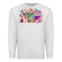Oatmeal Heather Easter Coffee Cups With Bunny Premium Sweatshirt - BundleAndBundleShop