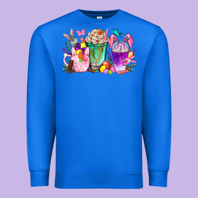 Easter Coffee Cups With Bunny Premium Sweatshirt Designed By Bundleandbundleshop