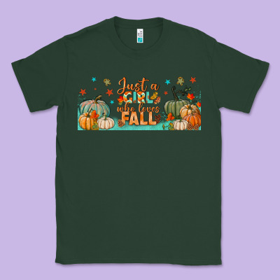 Just A Girl Who Loves Fall Libbey Glass Classic Tee Designed By Bundleandbundleshop