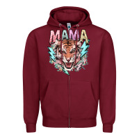 Burgundy Mama tiger lightning bolt Zipper Hoodie - HowdyJamesFarm