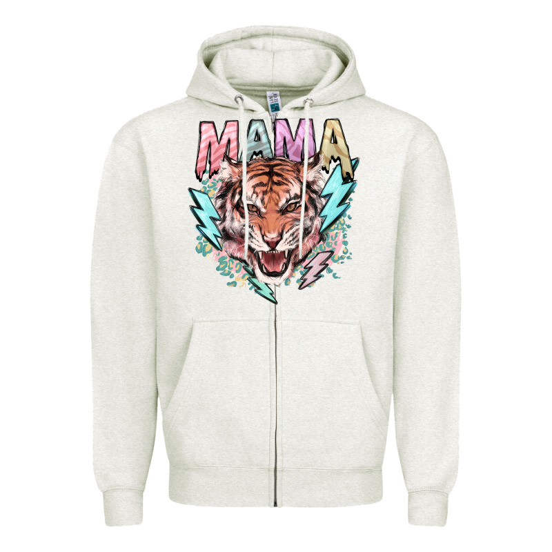 Mama Tiger Lightning Bolt Zipper Hoodie by HowdyJamesFarm | Teevron