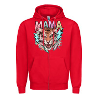 Red Mama tiger lightning bolt Zipper Hoodie - HowdyJamesFarm