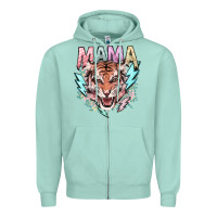 Seafoam Mama tiger lightning bolt Zipper Hoodie - HowdyJamesFarm