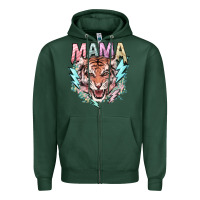 Sports Green Mama tiger lightning bolt Zipper Hoodie - HowdyJamesFarm