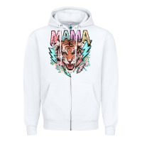 White Mama tiger lightning bolt Zipper Hoodie - HowdyJamesFarm