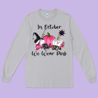 In October We Wear Pink Long Sleeve Tee Designed By Ranaportraitstore