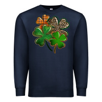 Navy leopard shamrock Premium Sweatshirt - FaDigitalArtStudio