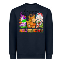 Navy happy hallothanksmas farm animals Heavyweight Sweatshirt - texasbilliewilder