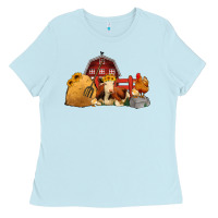 Baby Blue Red Barn Farm Animals Ladies Tee - Jasminsmagicworld