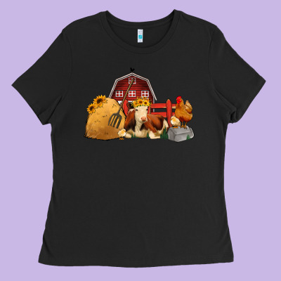 Red Barn Farm Animals Ladies Tee Designed By Jasminsmagicworld