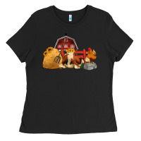 Black Red Barn Farm Animals Ladies Tee - Jasminsmagicworld
