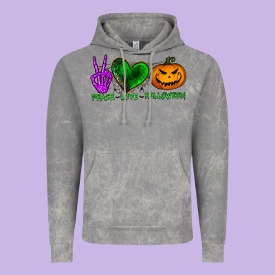 Peace Love Halloween Vintage Hoodie Designed By Bundleandbundleshop