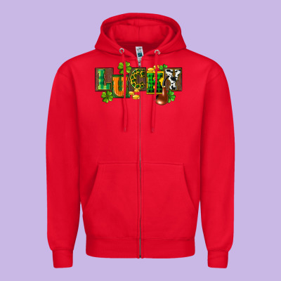 Western Lucky St. Patrick's Day Zipper Hoodie Designed By Cowgirlartshop