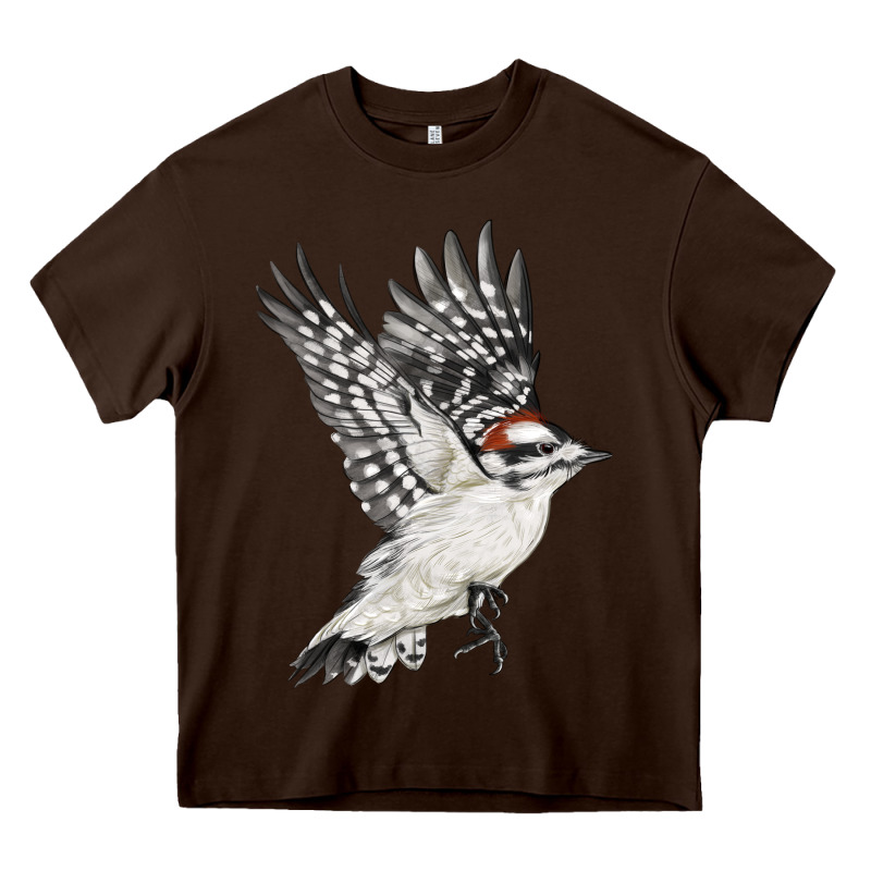 Flying Downy Woodpecker Heavy Core Tee by LillyAllenDesigns | Teevron