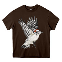 Chocolate Brown Flying Downy Woodpecker Heavy Core Tee - LillyAllenDesigns