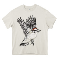 Cream Flying Downy Woodpecker Heavy Core Tee - LillyAllenDesigns