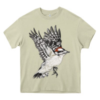 Mossy Flying Downy Woodpecker Heavy Core Tee - LillyAllenDesigns