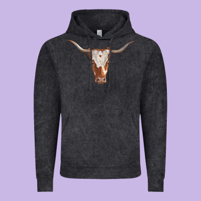 Longhorn Cow Head Vintage Hoodie Designed By Ranaportraitstore