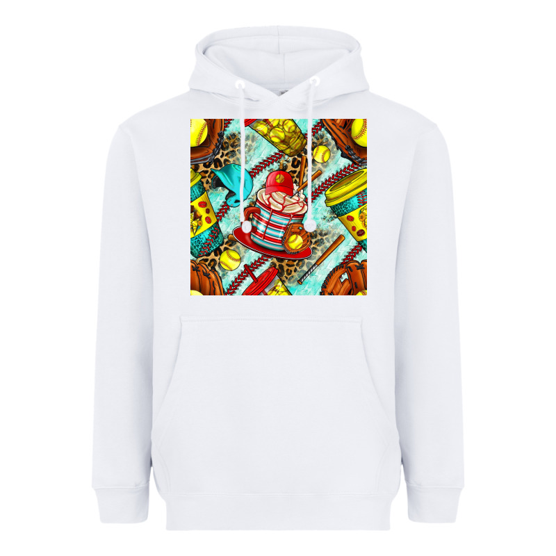 Softball Coffee Cup And Bat With Leopard Seamless Pattern Bbs Heavyweight Hoodie by BundleAndBundleShop | Teevron