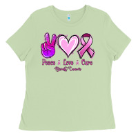 Matcha Peace Love Cure Breast Cancer Ladies Tee - Jasminsmagicworld