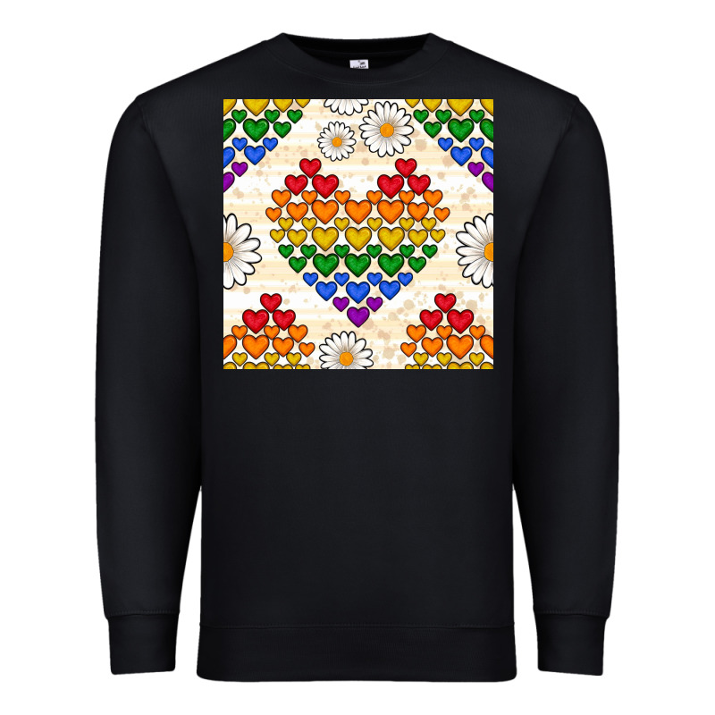 Pride Lgbtq Hearts And Daisy Seamless Pattern Premium Sweatshirt by BundleAndBundleShop | Teevron