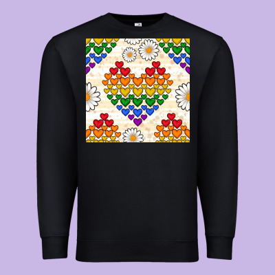 Pride Lgbtq Hearts And Daisy Seamless Pattern Premium Sweatshirt Designed By Bundleandbundleshop