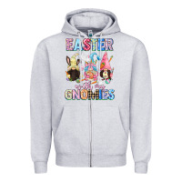 Heather Grey Easter with my gnomies  Easter Day Zipper Hoodie - CowGirlArtShop