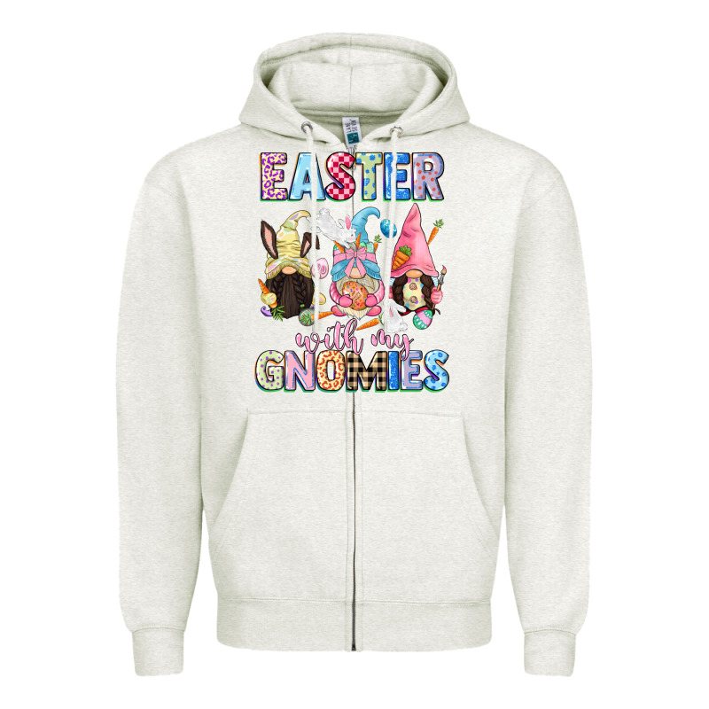 Easter With My Gnomies  Easter Day Zipper Hoodie by CowGirlArtShop | Teevron