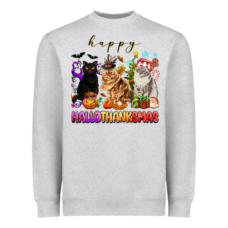 Happy Hallothanksmas Cats Heavyweight Sweatshirt by texasbilliewilder | Teevron