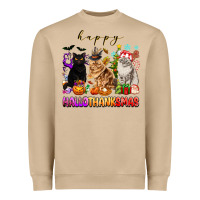 Mushroom happy hallothanksmas cats Heavyweight Sweatshirt - texasbilliewilder