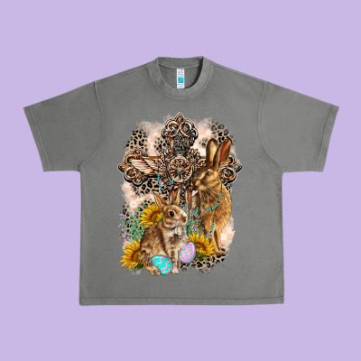Western Rabbit With Crosses Urban Heavy Tee Designed By Lillyallendesigns