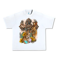 White Western Rabbit with Crosses Urban Heavy Tee - LillyAllenDesigns