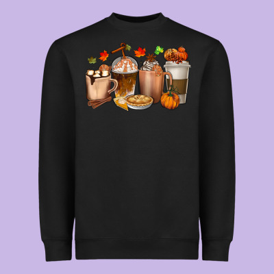 Pumpkin Spice Coffee Cups Heavyweight Sweatshirt Designed By Texasbilliewilder