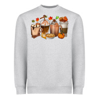 Heather Grey Pumpkin Spice Coffee Cups Heavyweight Sweatshirt - texasbilliewilder
