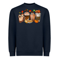 Navy Pumpkin Spice Coffee Cups Heavyweight Sweatshirt - texasbilliewilder