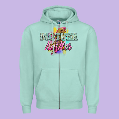 Mother Hustler Lightning Bolt Mother's Day Zipper Hoodie Designed By Howdyjamesfarm