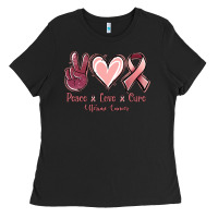 Black Peace Love Cure Uterine Cancer Ladies Tee - Jasminsmagicworld