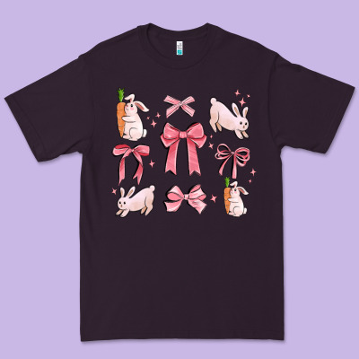 Pink Ribbons With Rabbits Premium Tee Designed By Maliassmallbusiness