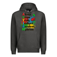 Charcoal Heather always unique autism Premium Hoodie - OliviaCreatesArt