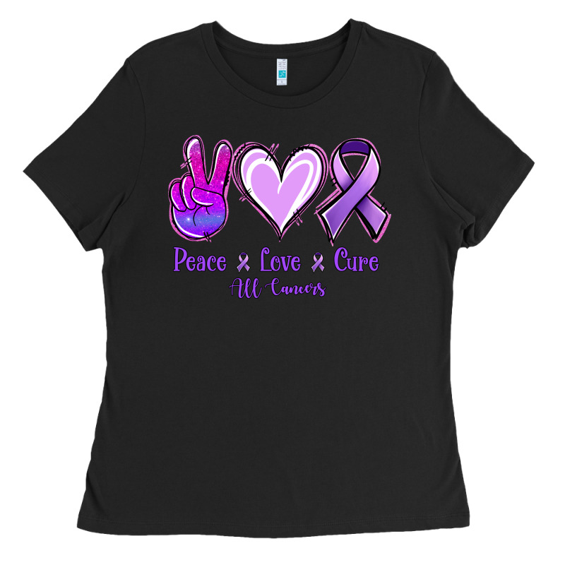 Peace Love Cure All Cancers Ladies Tee by Jasminsmagicworld | Teevron