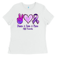 White Peace Love Cure All Cancers Ladies Tee - Jasminsmagicworld